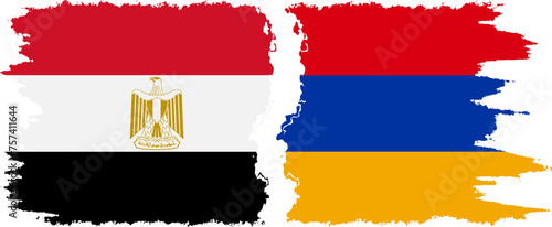 Armenia and Egypt grunge flags connection vector