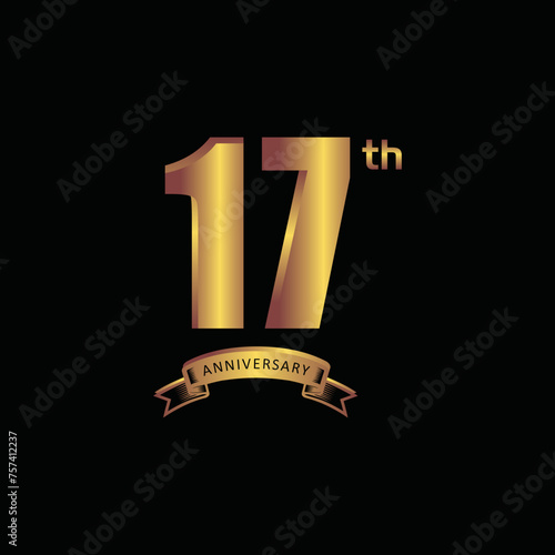 17st anniversary, Vector gold edition on black background photo