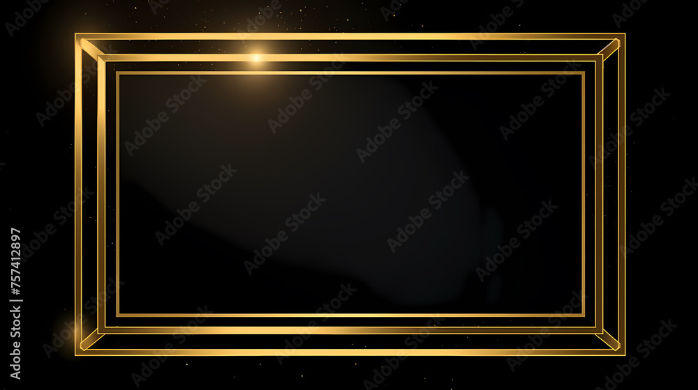 Radiant gold glitter frame on black background Radiant gold glitter frame on black background