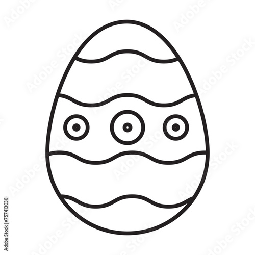 Easter Eggs in black and white outline, ester eggs icon, Easter day element. Vector illustration of egg.