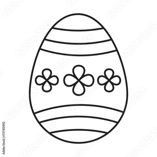 Easter Eggs in black and white outline, ester eggs icon, Easter day element. Vector illustration of egg.