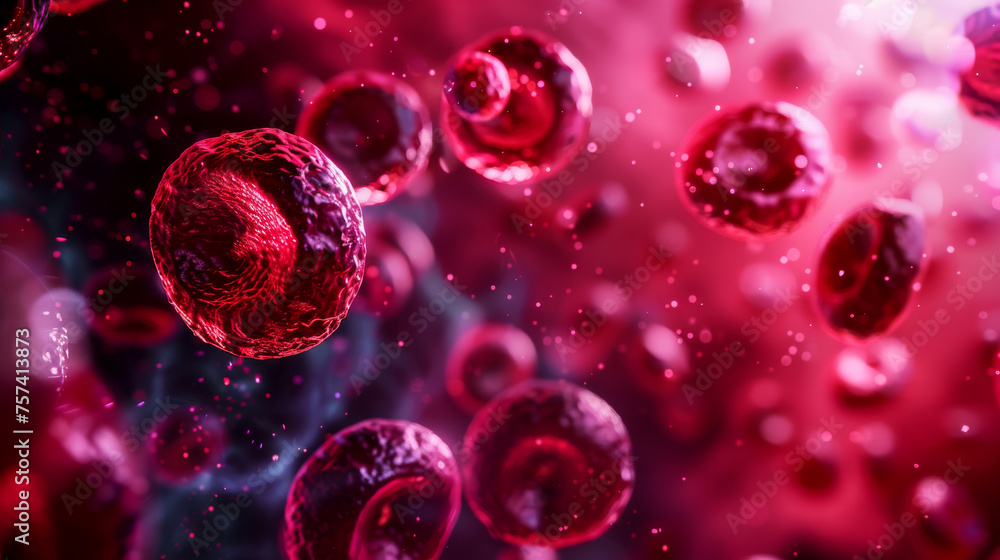 red blood cells through a vein in a 3D medical illustration red blood cells through a vein in a 3D medical illustration