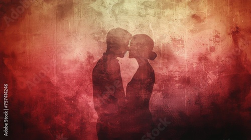 Couple Kissing in Front of Red Background