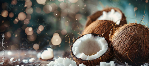 Coconut oil and coconuts photo