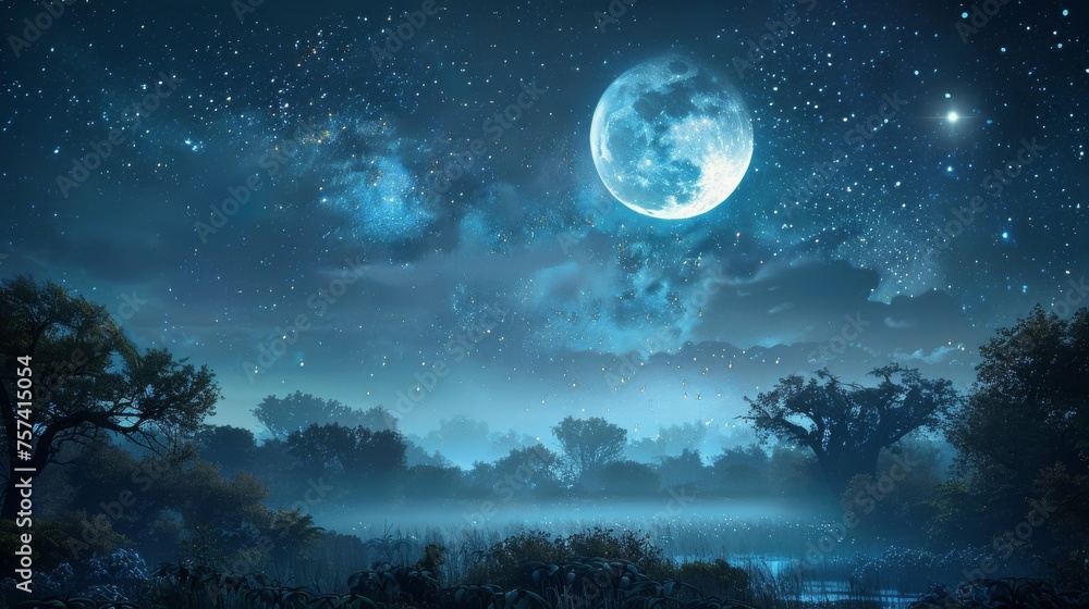 Night Sky With Full Moon