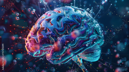Abstract Brain Hologram with 3D Network