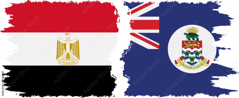 Obraz premium Cayman Islands and Egypt grunge flags connection vector