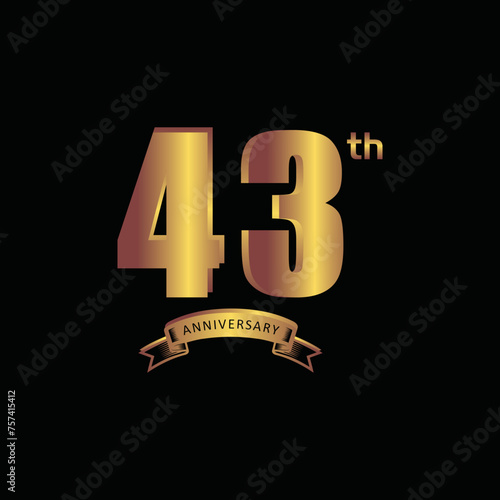 43st anniversary, Vector gold edition on black background photo