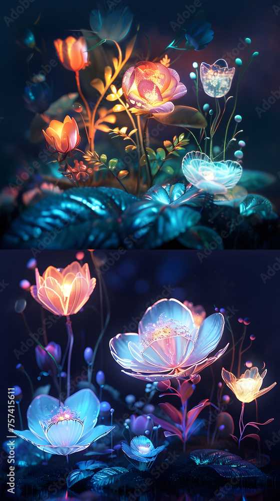Enchanted Forest with Luminous Floral Arrangements Enchanted Forest with Luminous Floral Arrangements