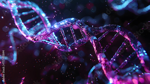 3D Render of a Holographic DNA Strand