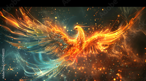 Radiant Phoenix in Abstract Artistic Representation photo