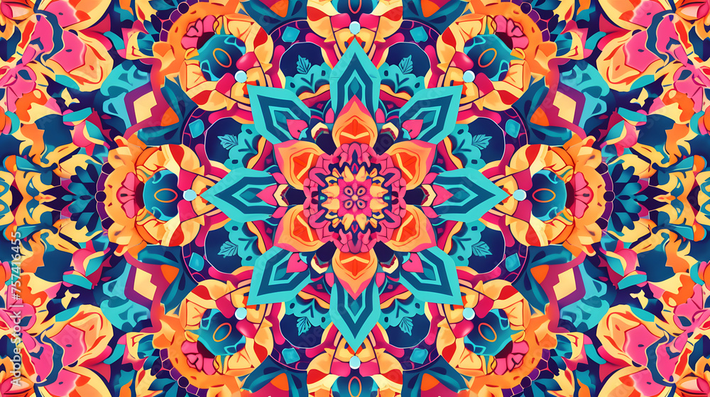 Symmetrical Abstract Pattern in Warm Colors