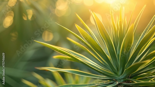 Mojave Yucca plant with textured sky background. photo