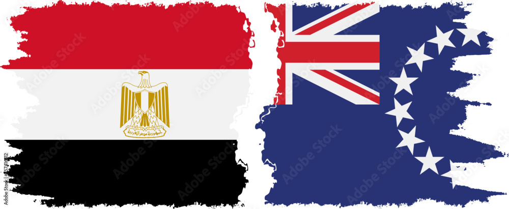 Cook Islands and Egypt grunge flags connection vector Cook Islands and Egypt grunge flags connection vector