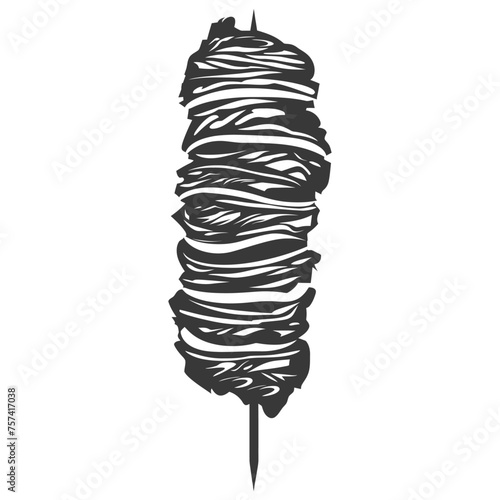 Silhouette barbeque or kebab or satay food black color only