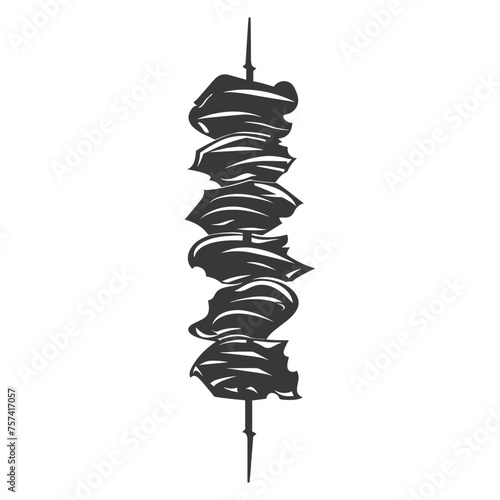 Silhouette barbeque or kebab or satay food black color only