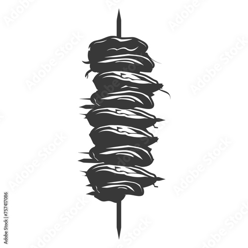 Silhouette barbeque or kebab or satay food black color only