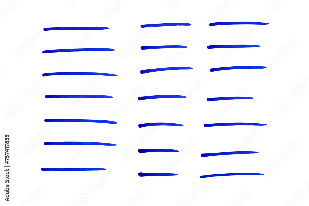 Fototapeta premium Hand drawn letter type strokes with blue marker. 
