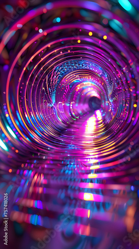Close up Abstract of Holographic 3D Gateway Rings