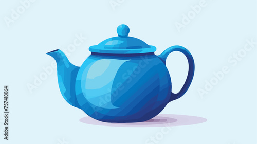 A blue teapot isolated on a white background.
