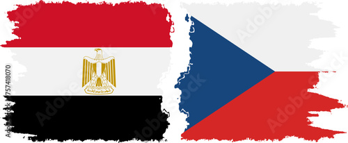 Czech and Egypt grunge flags connection vector
