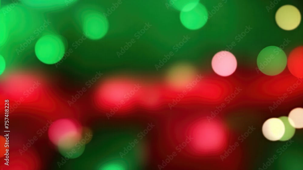 Obraz premium Abstract blur bokeh banner background. Gold bokeh on defocused Red and Green background