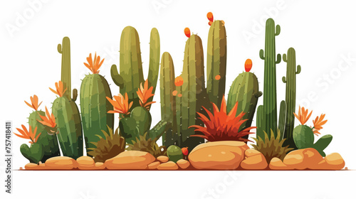 A desert plant cactus for indoor planting flat vector
