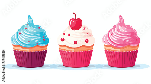 Abstract handdrawn of cupcake flat design with 