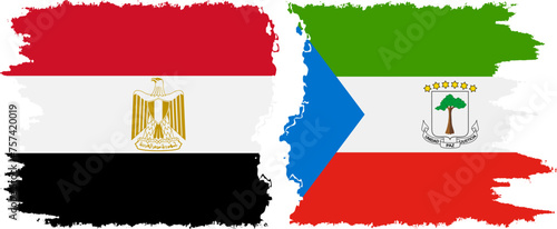 Equatorial Guinea and Egypt grunge flags connection vector