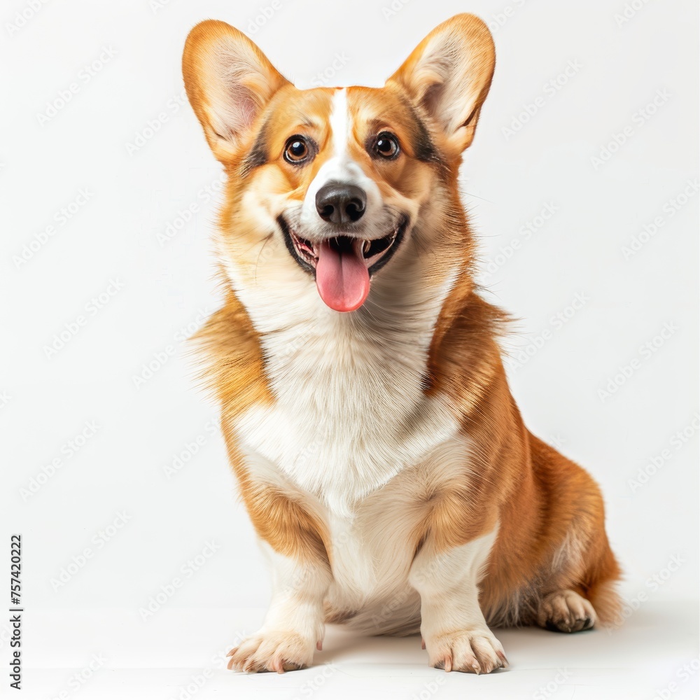 Portrait of a purebred dog on a white background.
