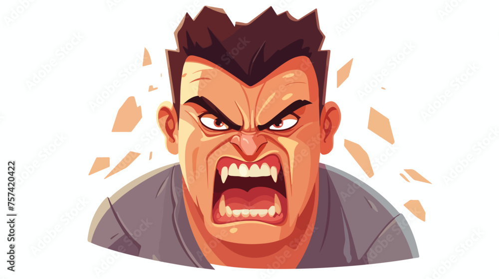 Aggressive Cartoon With Angry Expression Vector