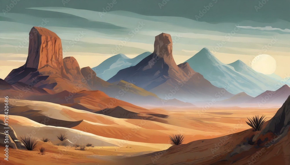 Naklejka premium sunset in the mountains