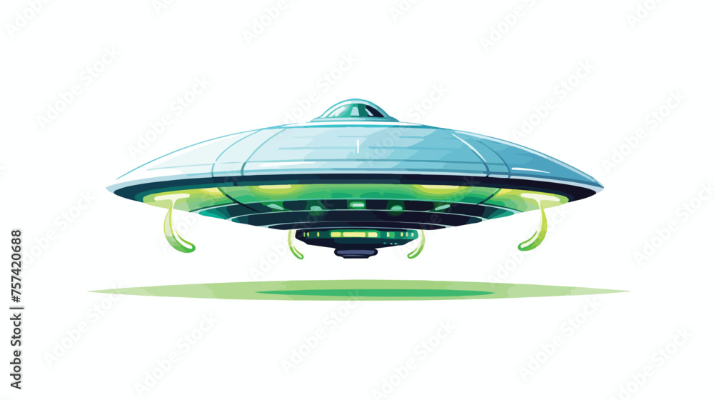 Alien extraterrestrial Flying saucer  flat vector 