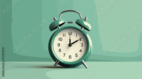 Alarm clock icon green isolated on white background