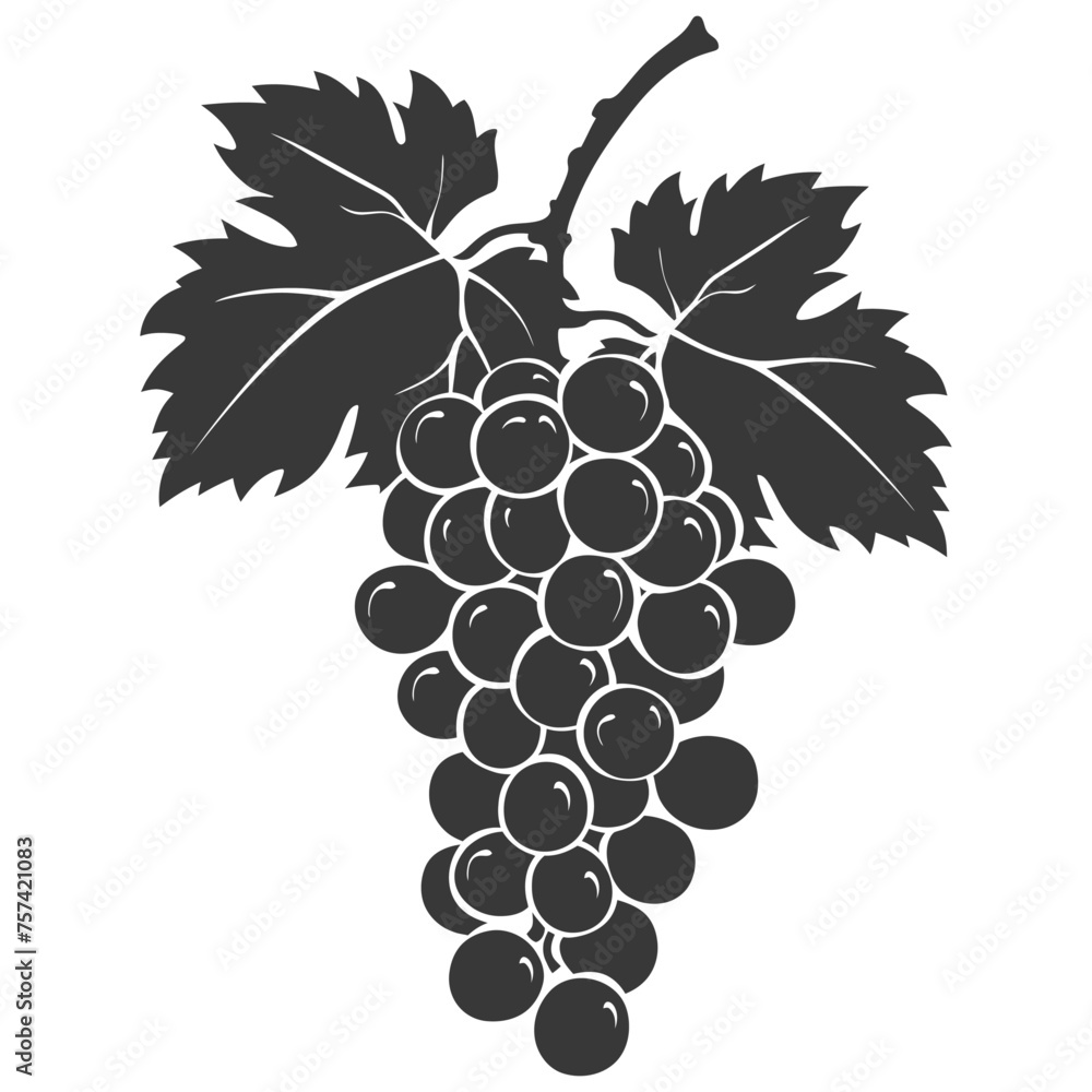 Fototapeta premium Silhouette Grape Fruit black color only