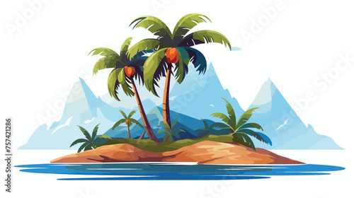 An island with a palm tree. flat vector 