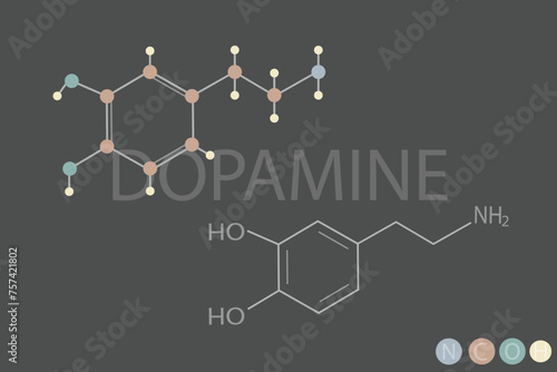dopamine molecular skeletal chemical formula	
