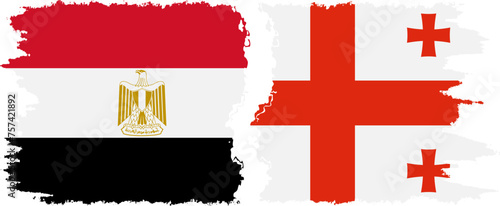 Georgia and Egypt grunge flags connection vector