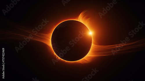 Solar eclipse on black background