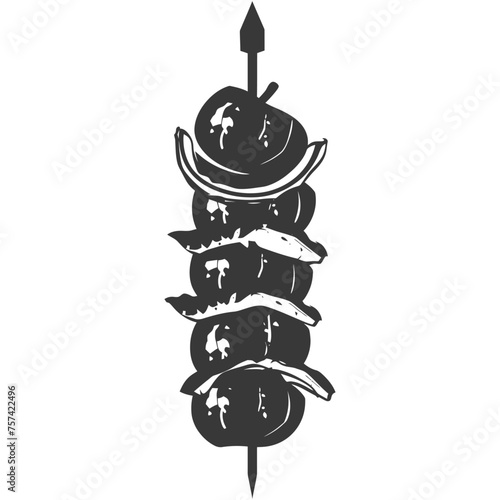 Silhouette barbeque or kebab or satay food black color only