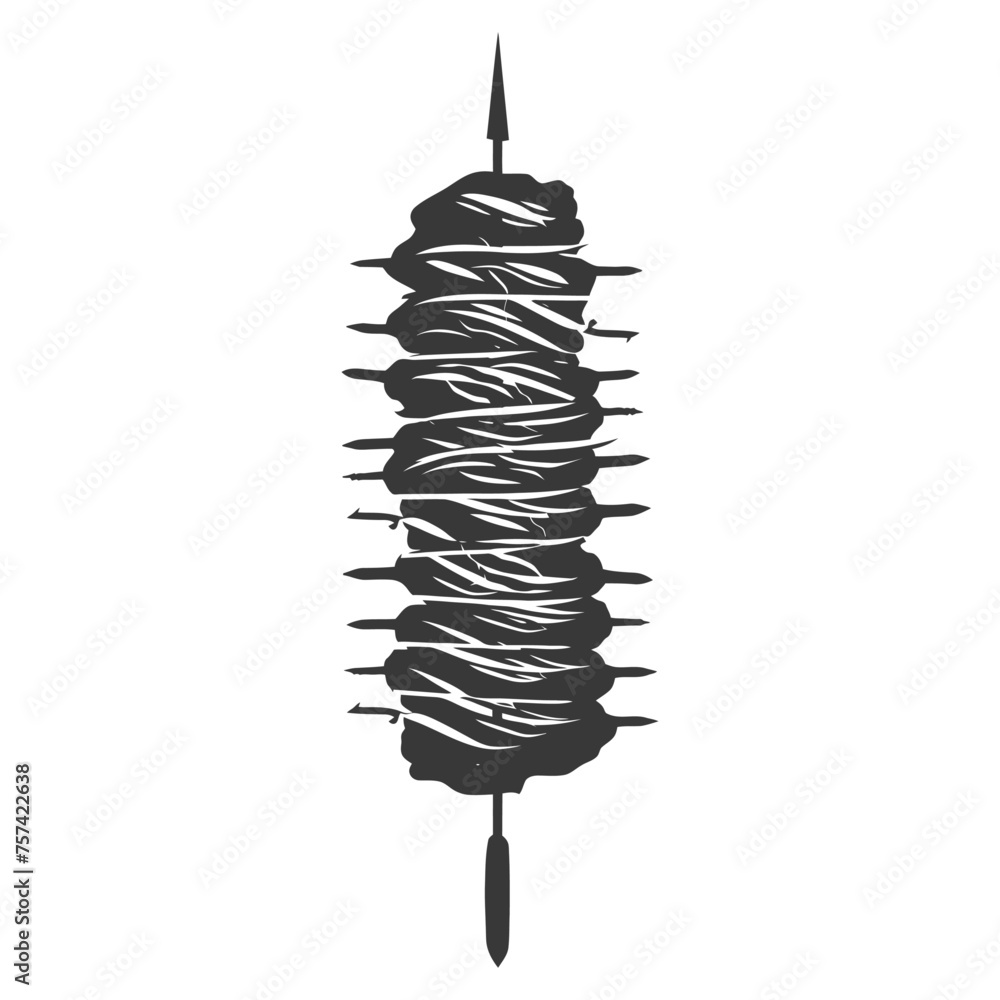 Silhouette barbeque or kebab or satay food black color only Silhouette barbeque or kebab or satay food black color only