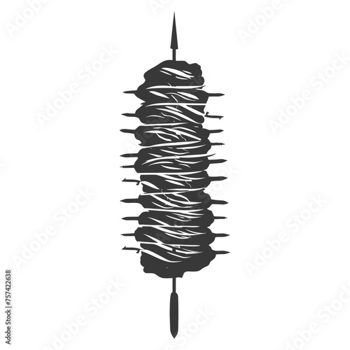 Silhouette barbeque or kebab or satay food black color only