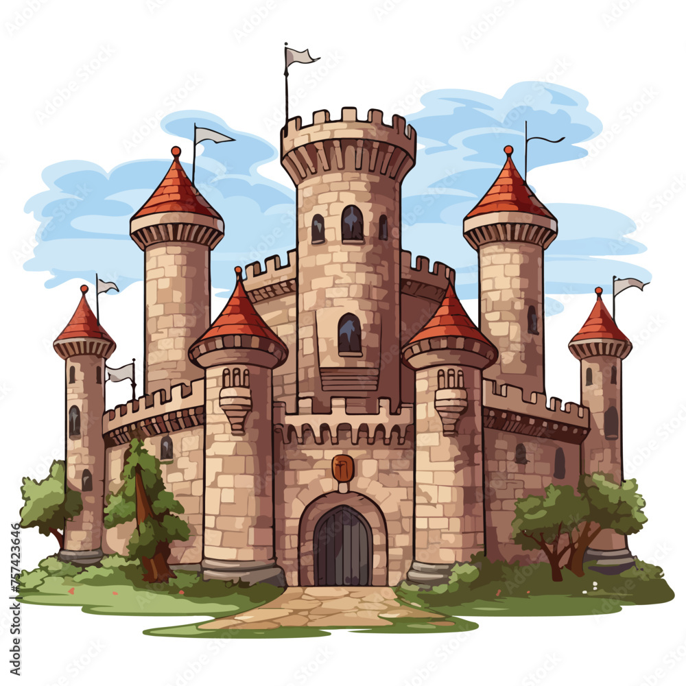 Medieval Castle Clipart Clipart isolated on white background