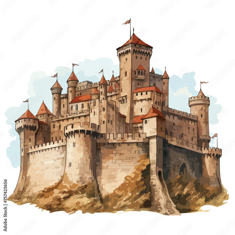 Medieval Castle Clipart isolated on white background