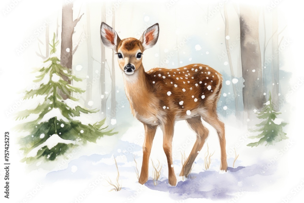 Christmas reindeer standing in the snow Christmas reindeer standing in the snow