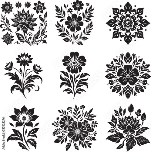 Flower silhouette vector illustration bundle
