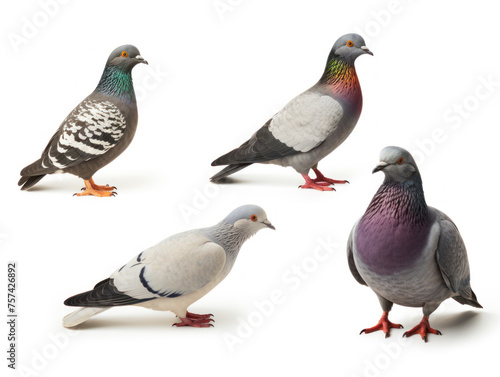 Pigeon collection set isolated on transparent background, transparency image, removed background © transparentfritz
