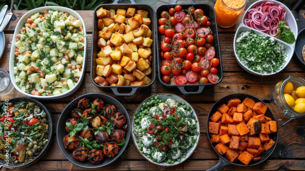 A community potluck dinner to celebrate the beginning of summer, featuring a variety of homemade dishes and desserts.