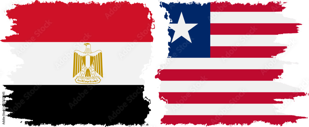 Liberia and Egypt grunge flags connection vector Liberia and Egypt grunge flags connection vector