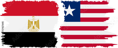 Liberia and Egypt grunge flags connection vector